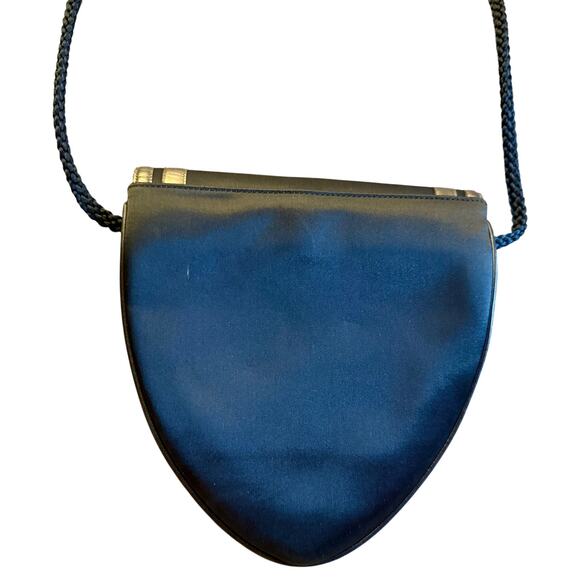 Givenchy Black Metallic Satin Leather Clutch Crossbody Bag Holiday Authentic - Picture 2 of 14